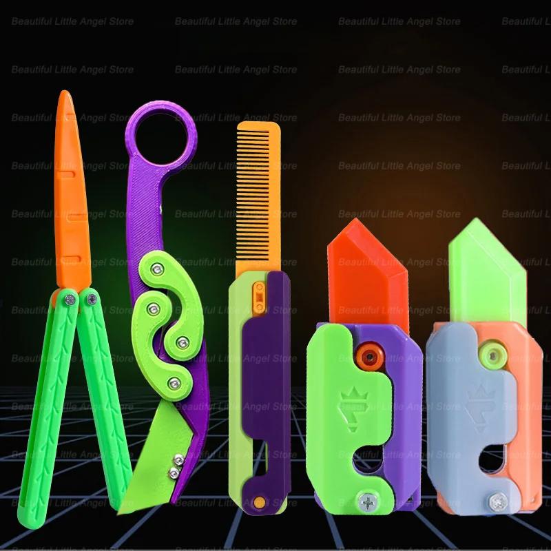Новый 3D печатный гравитационный коготь-нож, игрушка для снятия стресса, бабочка, Непоседа, захват для рук, сенсорная игрушка, складной нож-коготь, редис для подарка