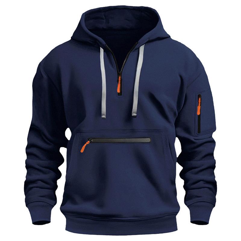New Men's Sweatshirt Autumn and Winter Fleece Sweatshirt Loose Large Size Zipper Hoodie