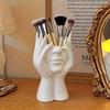 1/2pcs Creative Face Cosmetic Bucket Makeup Brush Organizer Resin Art Sculpture Storage Container Bathroom Accessory Home Decor
