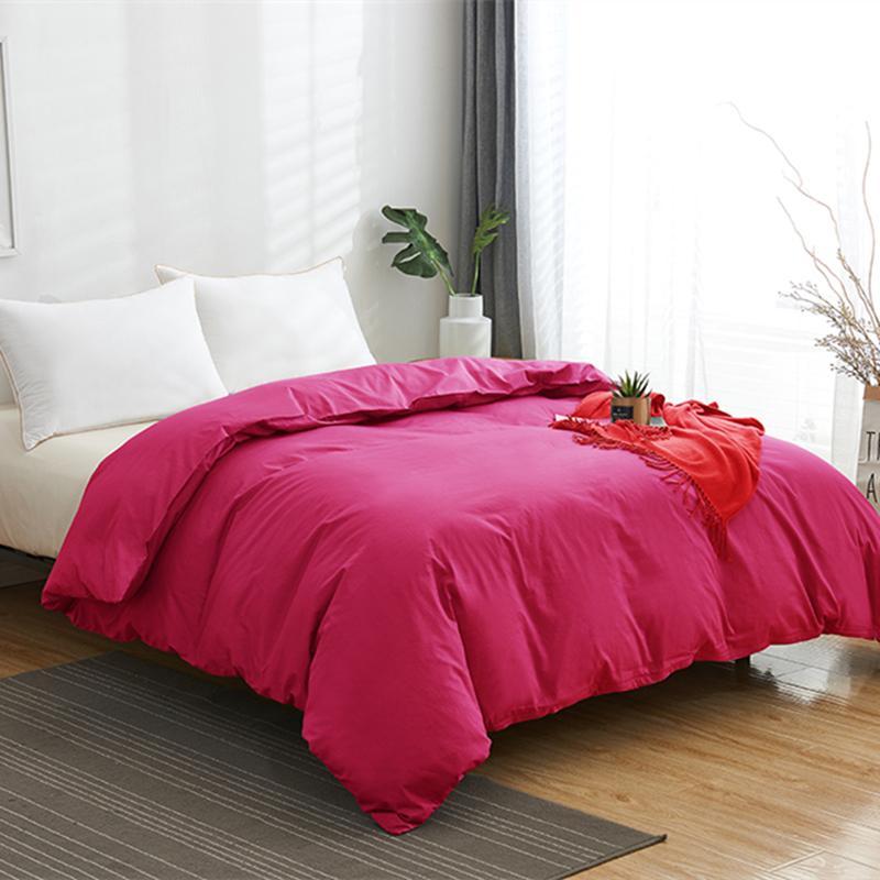 High Quality Solid Cotton Duvet Cover Single Double King Size Minimalist Bedding Set