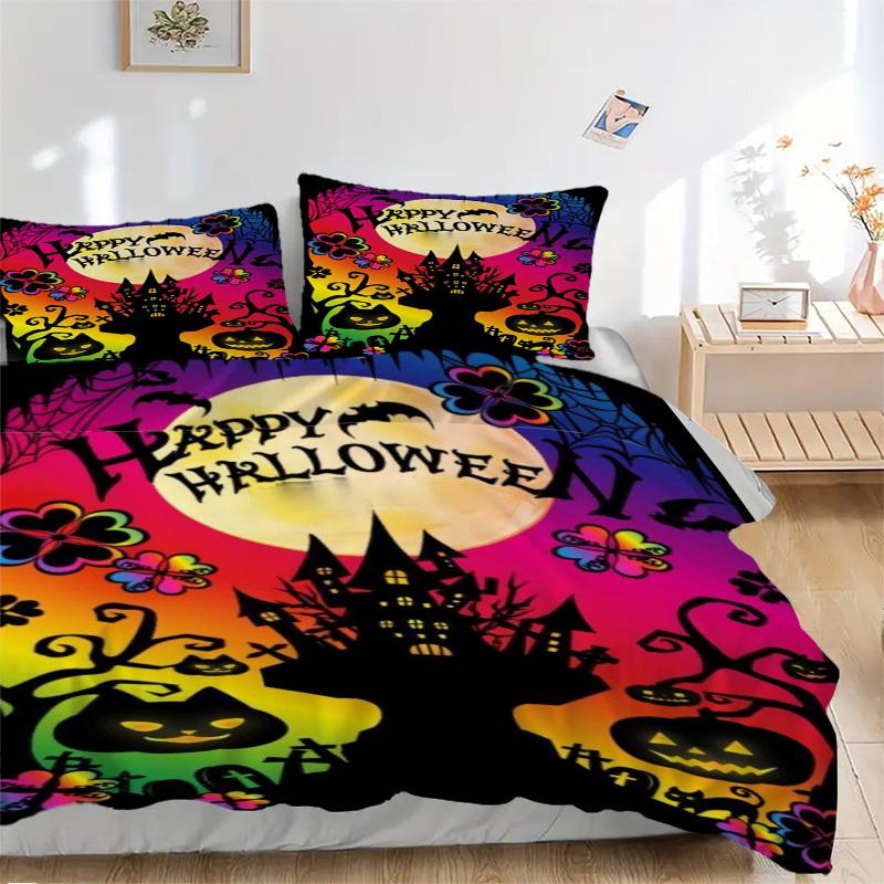 3pcs Halloween Decorations Duvet Cover Set -Includes 1 Duvet Cover and 2 Pillowcases, No Quilt Core, All-Season Home Decor yy251111100