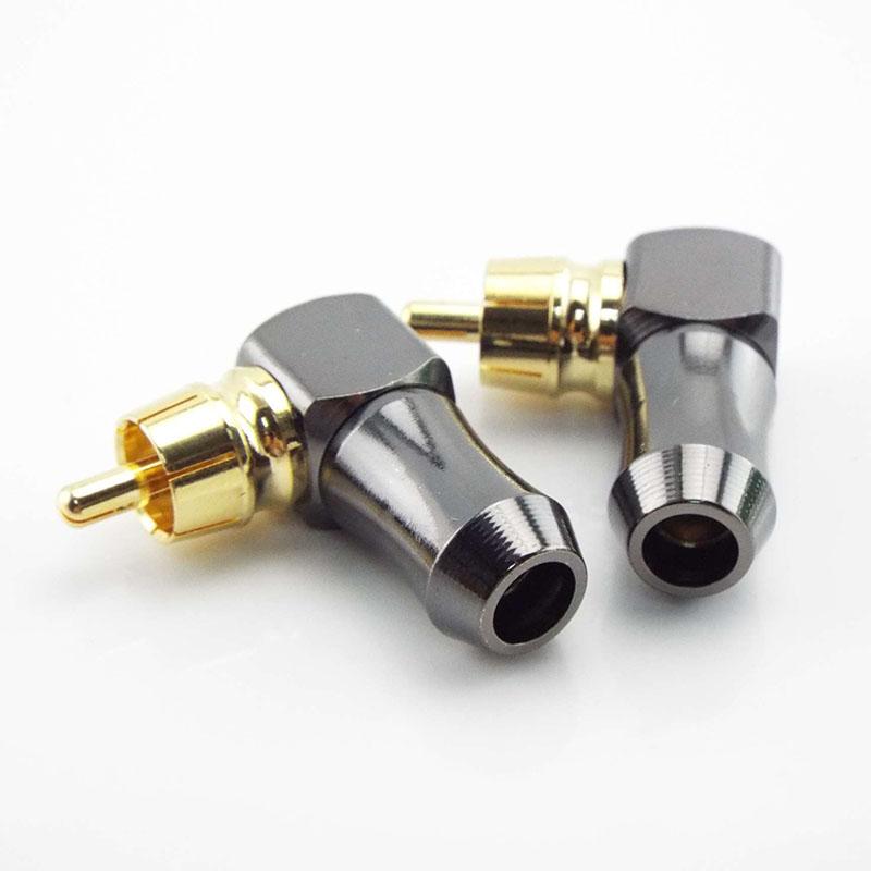 90 Degree RCA Male Plug Connector Audio Adapter Connectors Gold Plated Terminal for 6.2mm Speaker Cable L Type