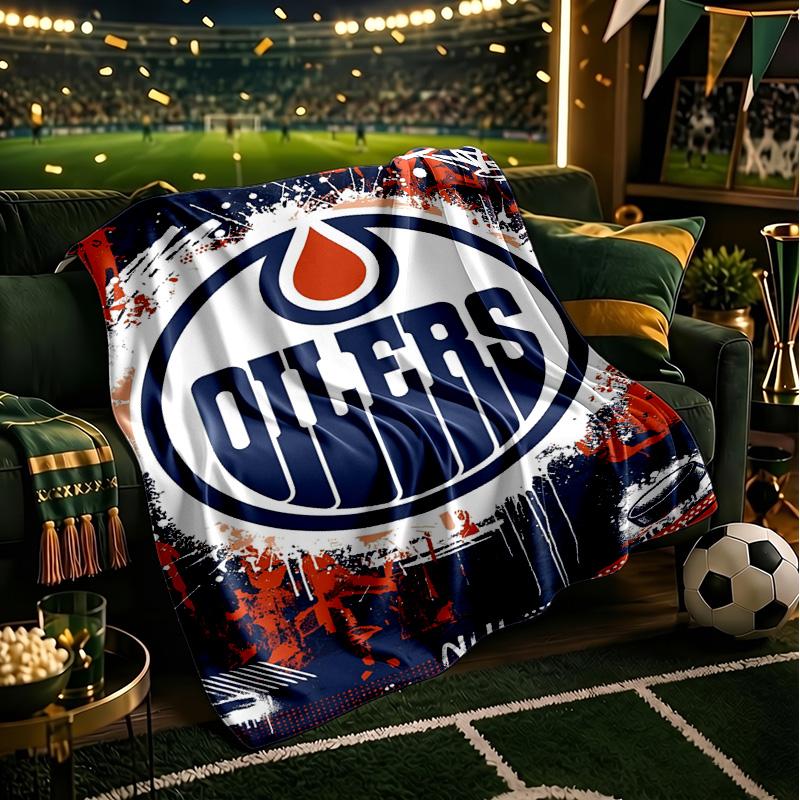 Energetic Oilers Team Spirit Throws Blanket Flannel Blankets Plush for Couch Bed Gifts for Men Women Travel picnic blanket Christmas fan gifts