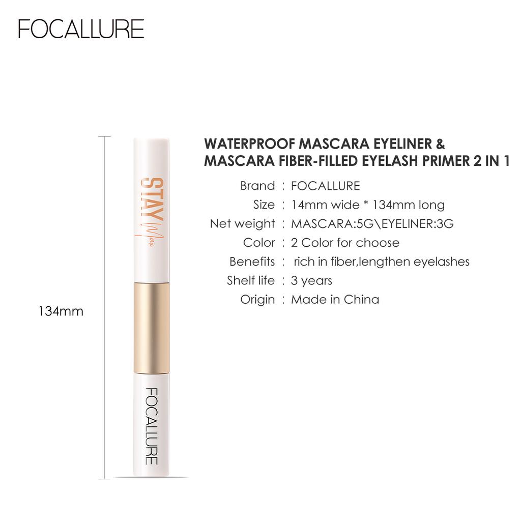 Focallure 2 в 1 3D шелковая тушь для ресниц водостойкая черная подводка для глаз удлиняющая основа для ресниц завивка ресниц макияж косметика