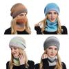 Korean Style Women's Autumn and Winter Knitted Gradient Color Hat and Scarf Set Ladies Fashion Thicken Warm 2 Piece Hat and Neckerchief Set