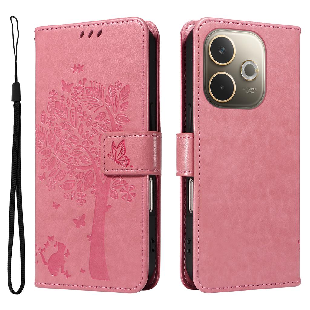 For Oppo A5 Energy 5G (China)/Oppo A5 Pro 4G (Global) Phone Case with Stand Cat Tree Pattern Leather Wallet Mobile Cover