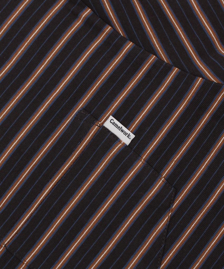 CAMEL WORK Hazel Stripe Pocket Short Sleeve T-Shirt (Black)