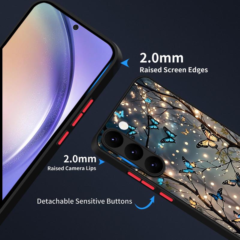 Чехол S25 Ultra Фантастический Сад Бабочек Матовый Жесткий Чехол Для Samsung Galaxy S25 Edge S24 Ultra S23 S22 Plus S21 FE Capa Funda
