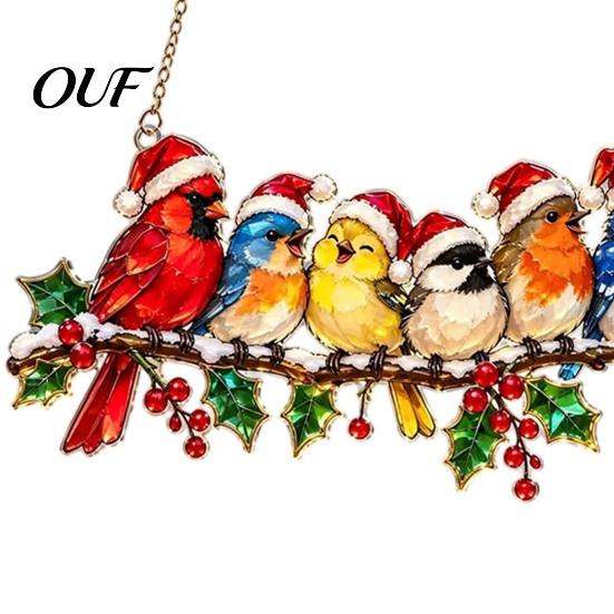 Seasonal Party Decorations Acrylic Winter Sun Catcher, Hanging Window Ornament for Christmas Tree Pendant Decor Home Garden Fireplace, Festive Holiday
