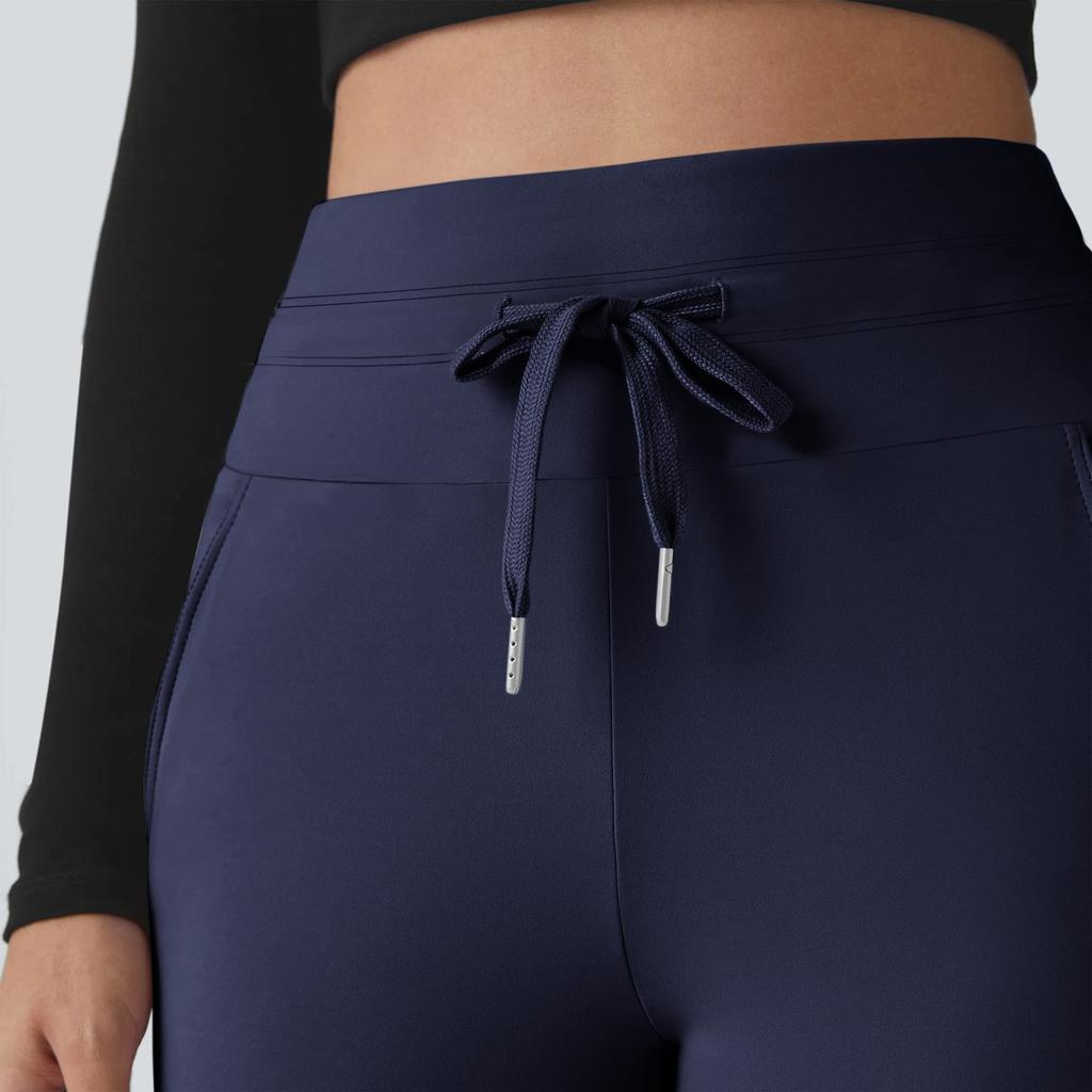 Женские брюки с высокой талией и боковым карманом на шнуровке, простые крутые брюки для йоги полной длины