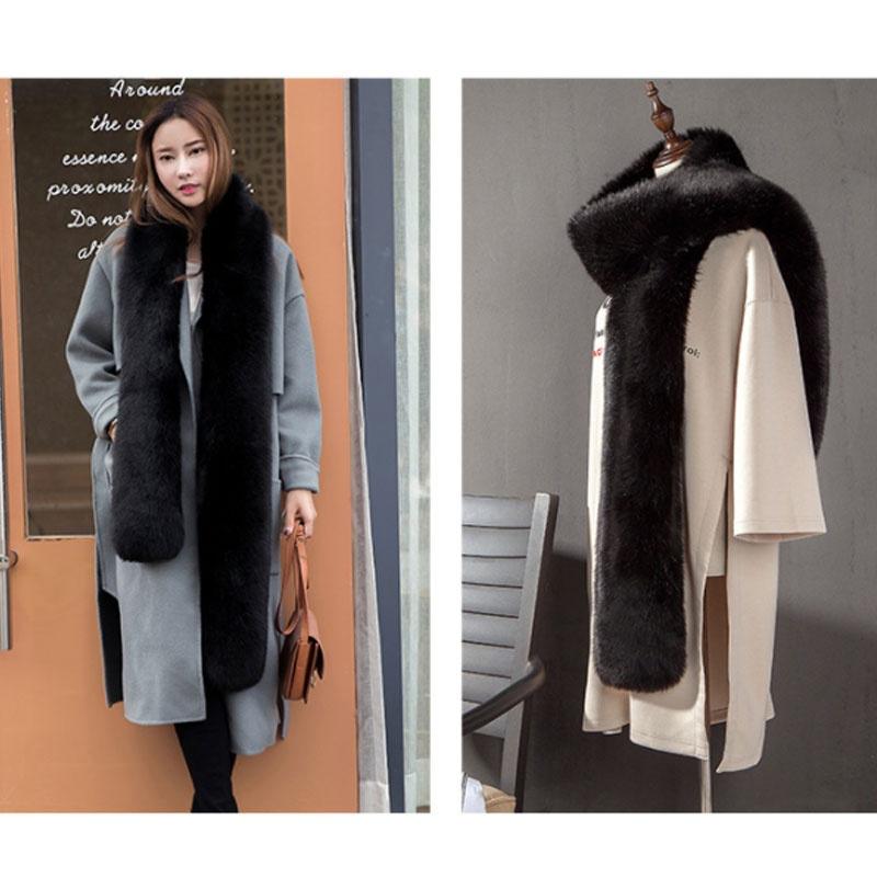 Ladies Fashion Winter Faux Fur Scarf Women's Long Scarf Plush Warm Scarf One Size 180 X 15 CM