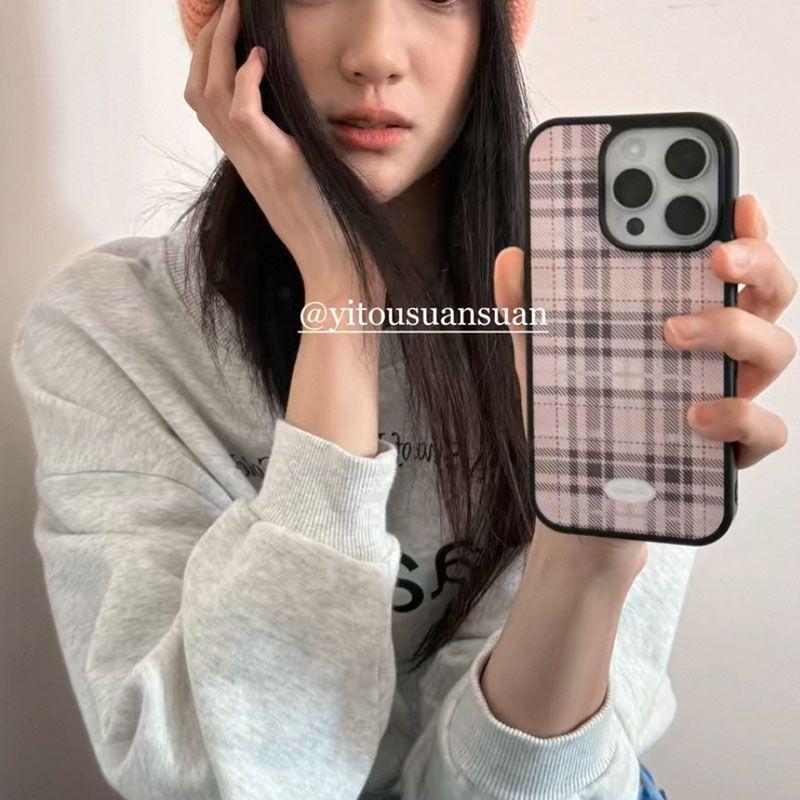Модный Усовершенствованный Чехол для Телефона с Клетчатой Рамкой Для iPhone 16 15 14 12 13 11ProMax Mini Pro XR XS 7 8 Plus Противоударный Защитный Чехол