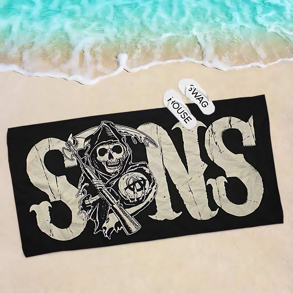 Son Of Anarchy American Bath Towel Microfiber Soft Water Absorbing Breathable For Girl Kids Decorative Cartoon Beach Towel