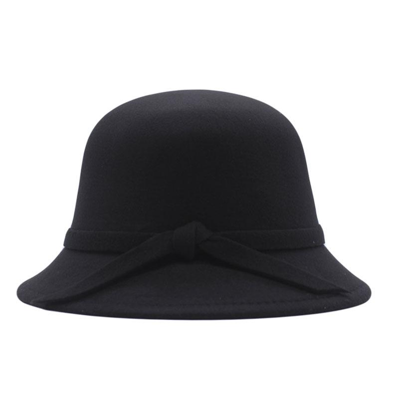 milliner winter new British retro flat top hat European and American autumn and winter women's woolen bow top hat