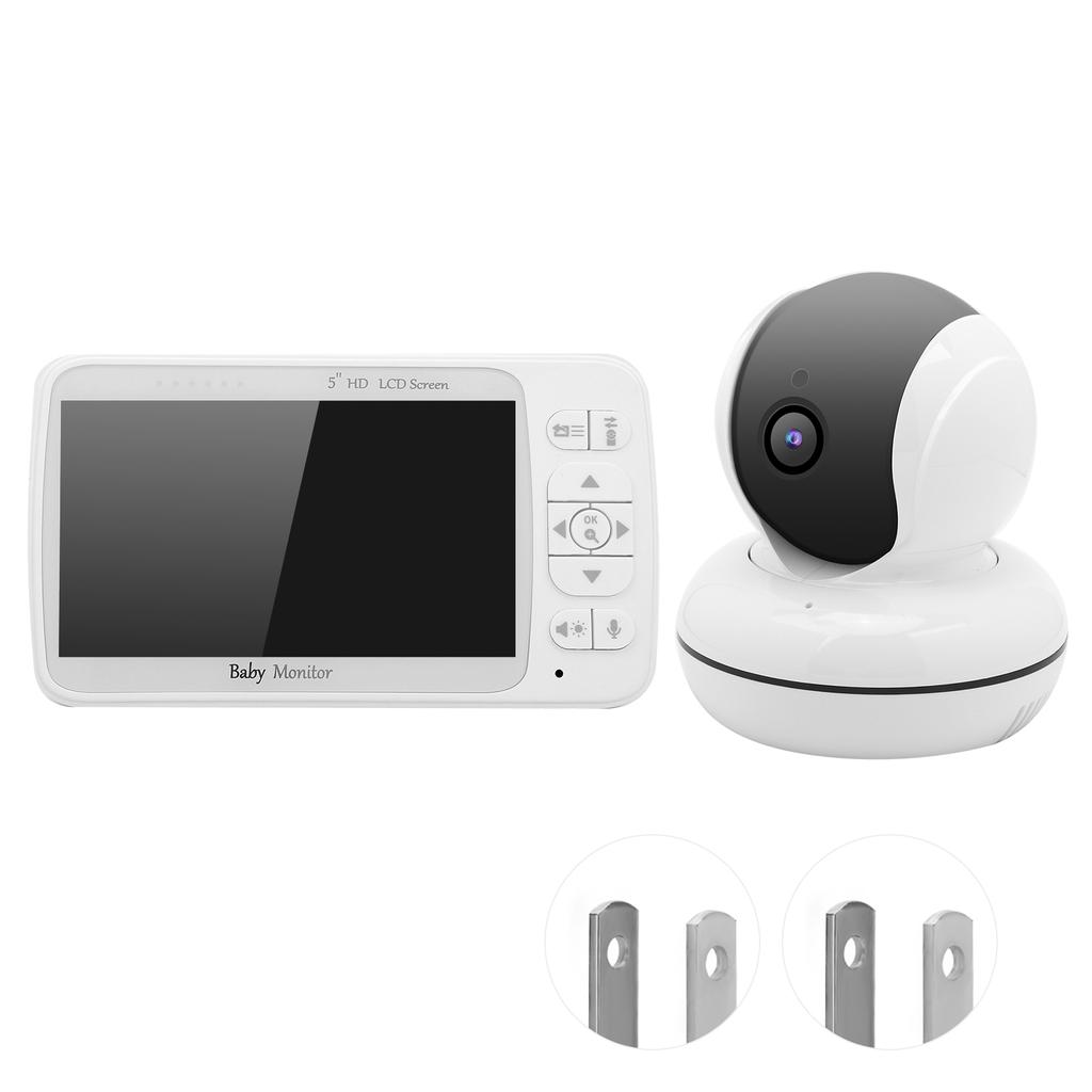 5in Baby Monitor 720P HD Color Video 2 Way Intercom Night Viewing Temp Detector 100?240VUS Plug