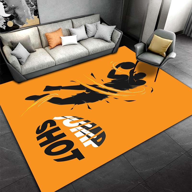 Basketball Style Carpet with Jump Shot Text in Bold Design Suitable for use as an anti-slip for living room bedroom sofas