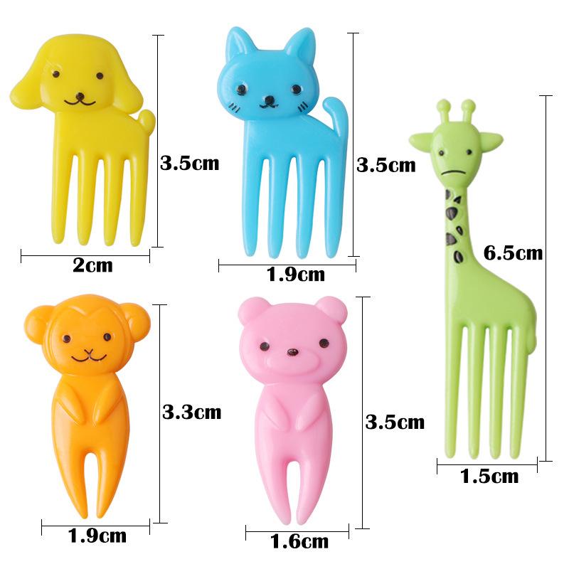 10pcs Animal Farm Fruit Fork Mini Cartoon Children Snack Cake Dessert Food Pick Toothpick Bento Lunches Party Decor Random Color