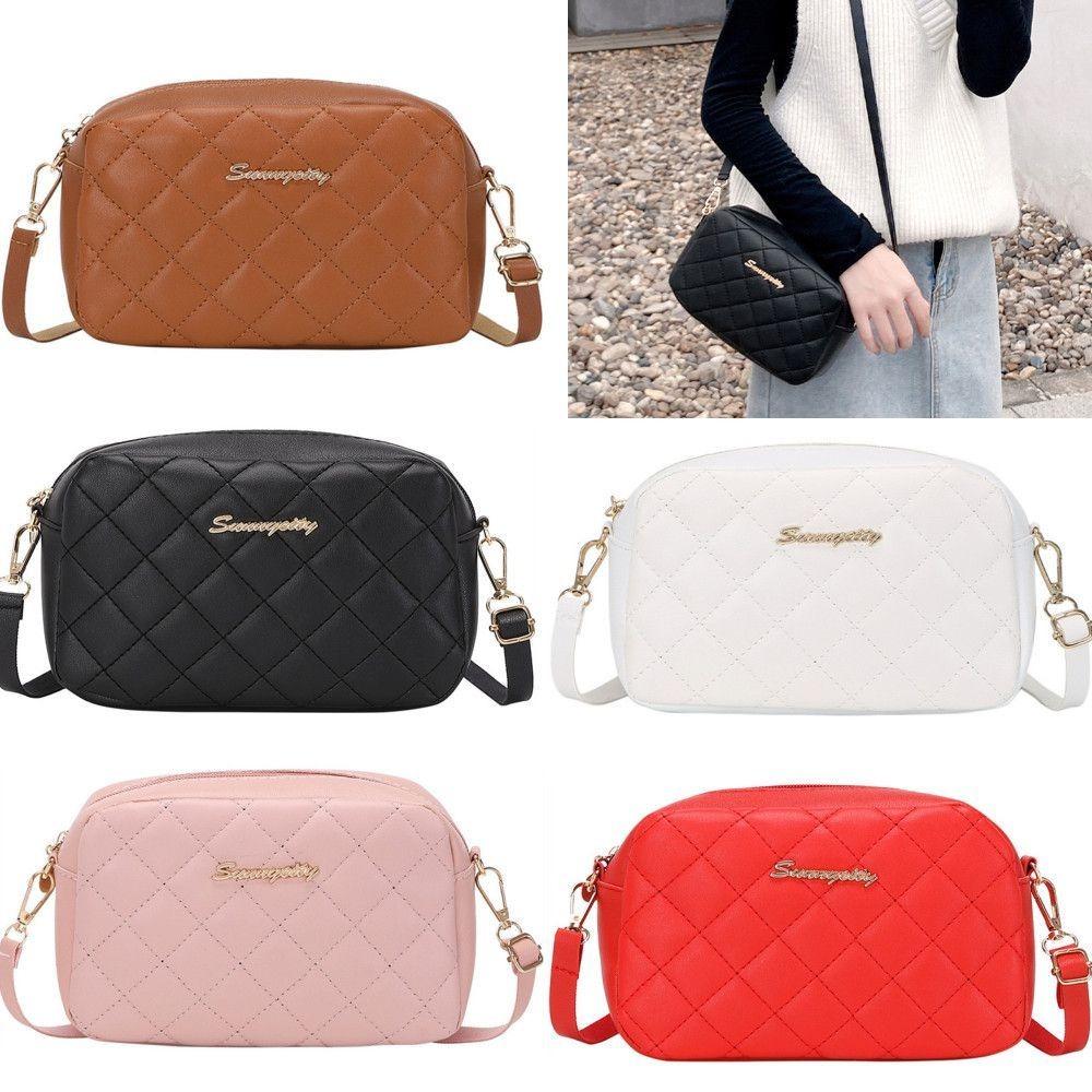 Trend Lingge Embroidery Crossbody Chain Shoulder Bag Women Messenger Bag PU Leather Handbags