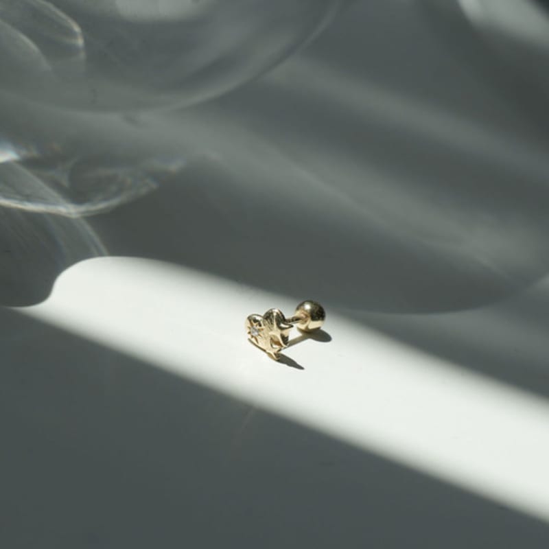 Youngglow 14k сердце мерцающий пирсинг