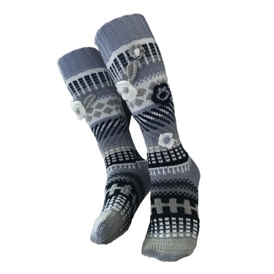 Ретро вязаные гольфы до колена Женские вязаные крючком гольфы до колена с 3D цветами Теплые разноцветные носки Гетры для девочек Ботинки Для дома Уличная одежда