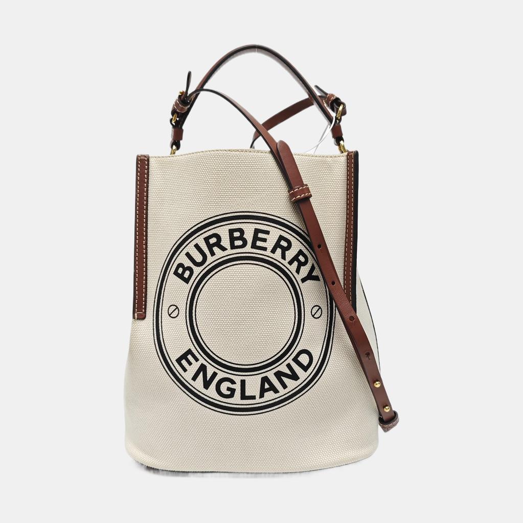 [Pre-Owned] Peggy Logo Print Cotton Canvas Bucket Bag - Excellent #OTAHO6