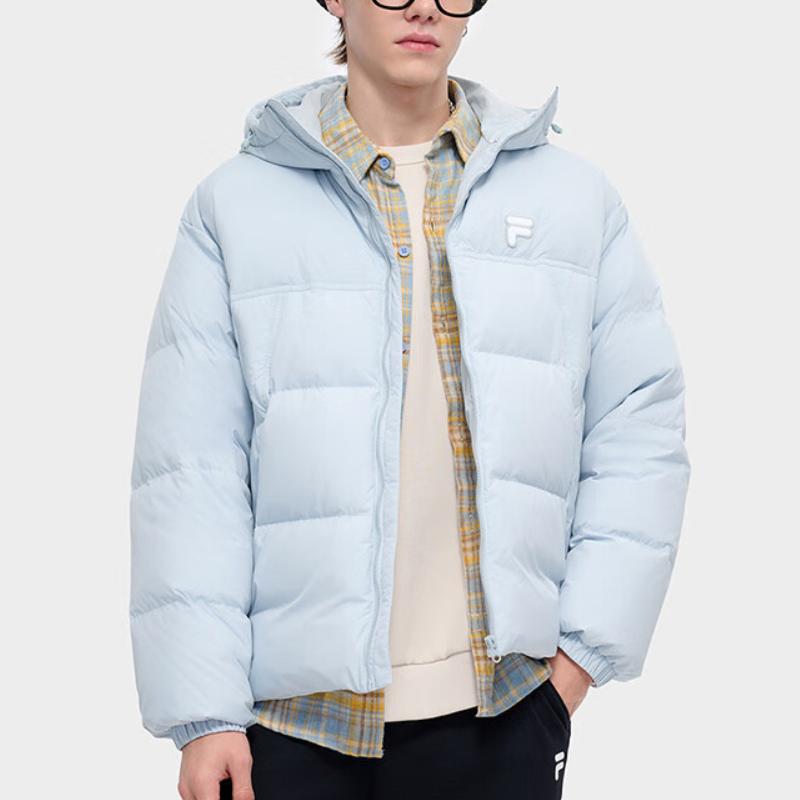 Fila Fusion Мужская теплая ветрозащитная пуховая куртка с капюшоном на молнии, свободная, повседневная, серого цвета Xiangfei-Gray T11U443905F-GY
