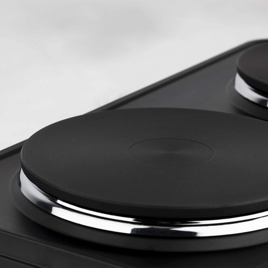 Wëasy PLW225, портативная электрическая плита с 2 конфорками, размеры 15 см и 18 см, 2250 Вт, регулируемая температура, чугунная плита, 2 термостата