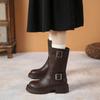 2026 New Fashion Solid Color Women's Boots Winter Buckle Comfortable Versatile Warm Temperament Women's Boots Zapatos De Mujer