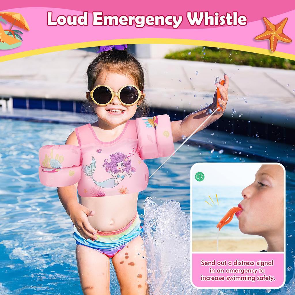 MoKo Toddler Swim Vest Cartoon Arm Sleeve Life Jacket Swimsuit Foam Safety Beach Toys Floating Vest Baby Floats Swimming Ring