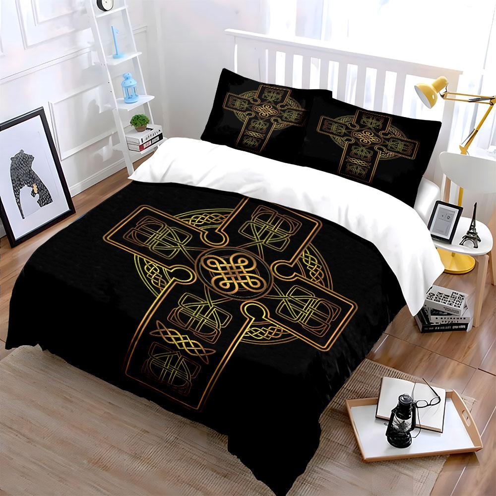 Vintage Celtic Cross Design Bedding Duvet Cover Set Duvet Cover Pillowcases (1 * Duvet Cover 2 * Pillowcases, without duvet insert)