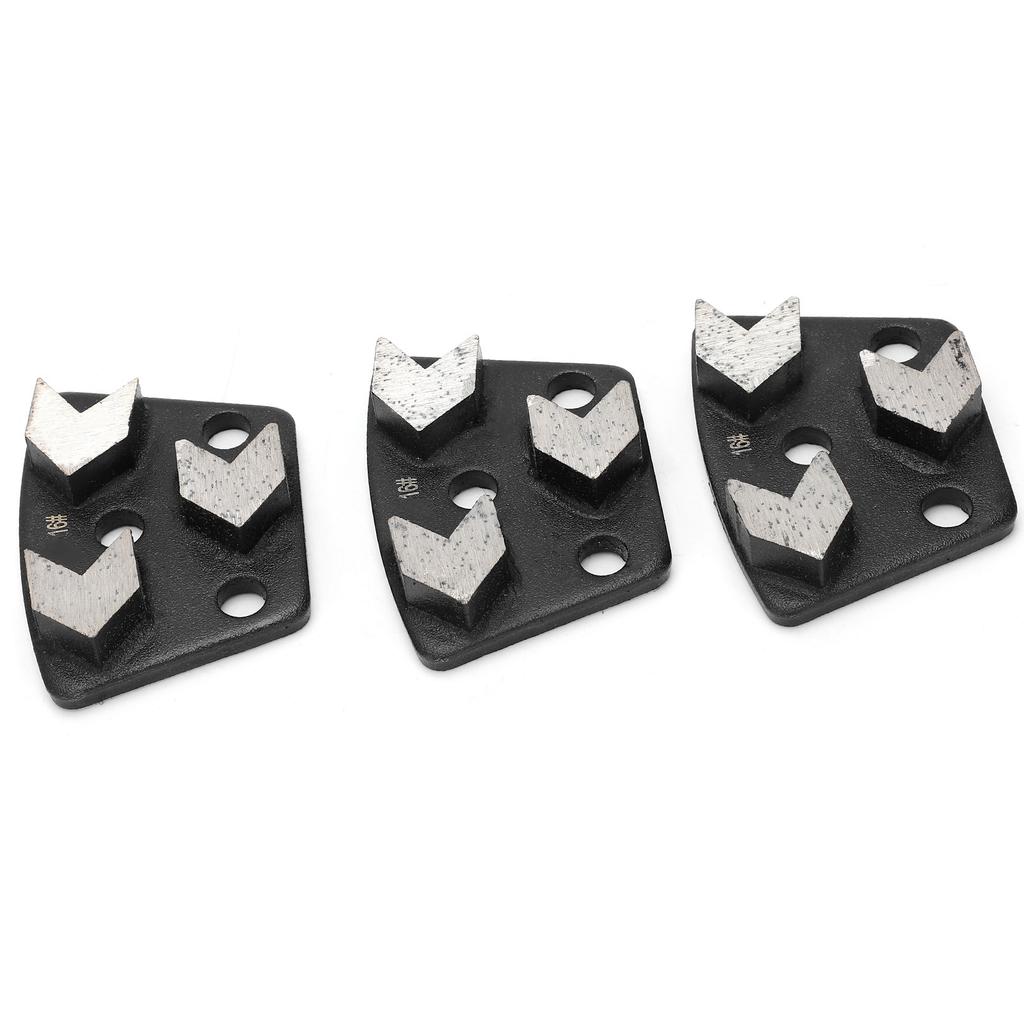 3Pcs Trapezoid Diamond Grinder Concrete Grinding Shoes Cutting Tool Disk Set 16# Black