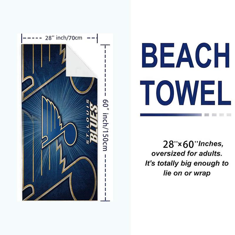 St. Louis Blues Print Beach Towel, Large Soft Quick Dry Towel for Beach Camping Swimming
