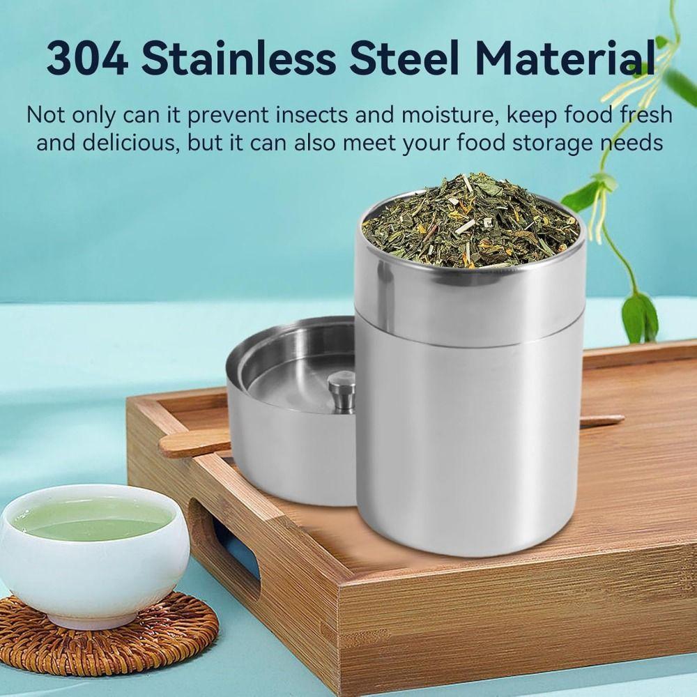 Stainless Steel Stainless Steel Tea Canister Airtight Seal Food Sealed Containers  Sugar
