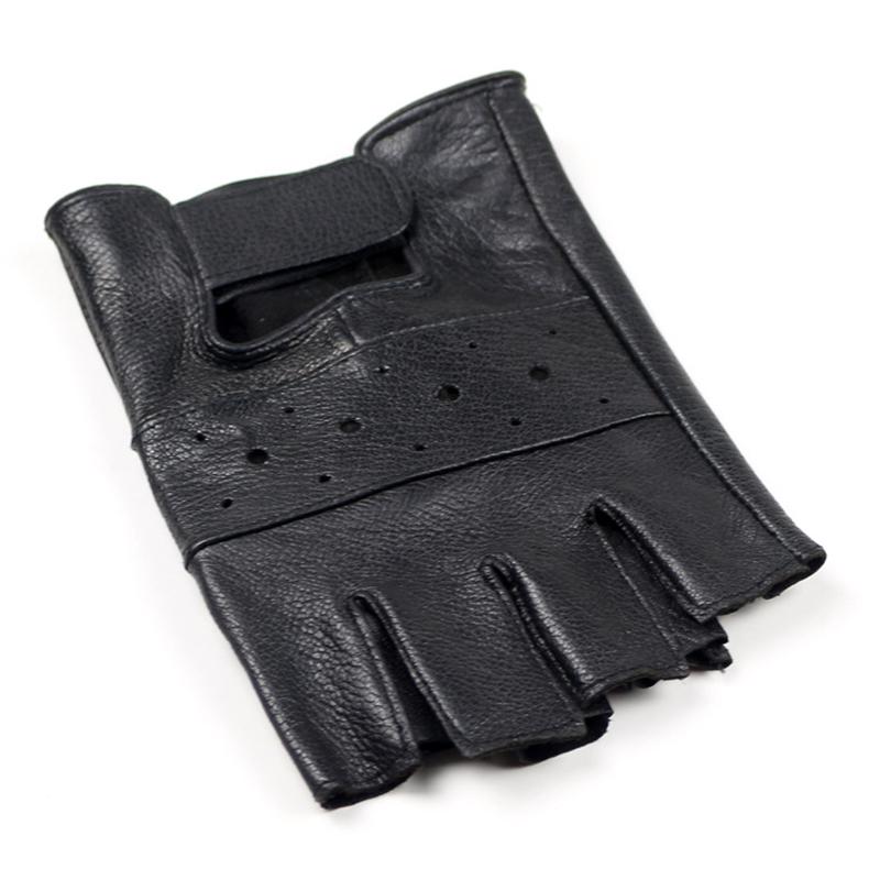 Мужские перчатки для вождения из овечьей кожи, перчатки для фитнеса, тактические перчатки с полупальцами, черные перчатки для отдыха, фитнеса, велоспорта, искусственная кожа