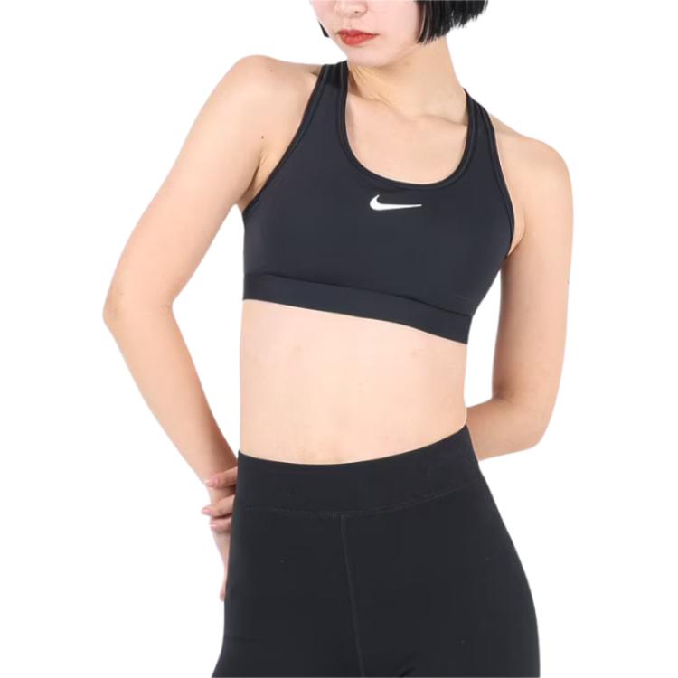 Nike Спортивный бюстгальтер французского кроя с логотипом Swoosh, женское нижнее белье, черный DX6822-010