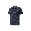Embroidered Feather Pattern All-Over Print Polo Shirt Men Tops Navy-Blue 531092-01