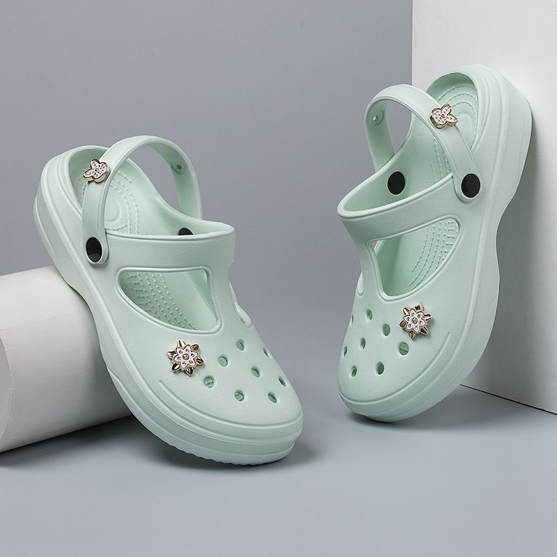 Шлепанцы, мюли, женские тапочки, пляжные сандалии, облачно-зеленые с каблуком, летняя мягкая обувь для женщин 2024 г., 39, акция, уникальная обувь из ЭВА