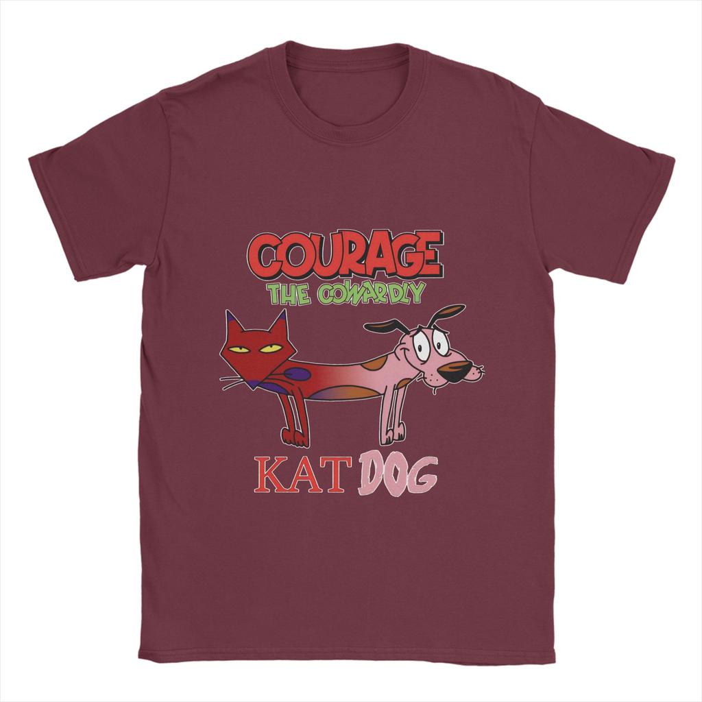 Футболки с собакой 'Courage Dog' для мужчин, из чистого хлопка, классные футболки, с круглым вырезом, короткий рукав, одежда с принтом