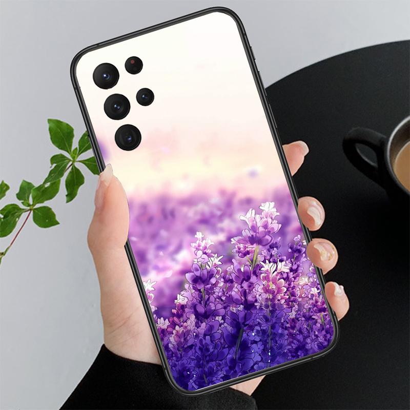 Фиолетовый чехол с цветами для Samsung A35 A55 A54 A15 A25 A05s A05 A22 A24 A52 A33 A34 M34 M14 M54 M23
