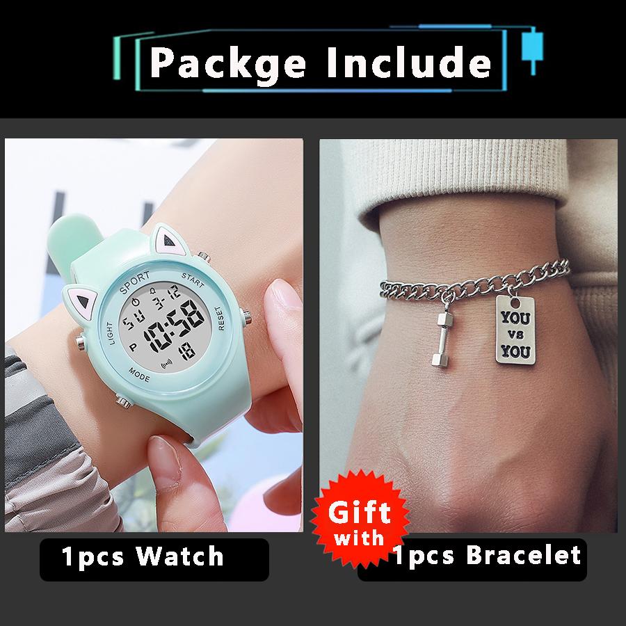 NEW 3D Cat-ear Kids Watch Sports Electronic Watches for Girls and Boys Student Luminous Waterproof LED Digital Wristwatch Gifts