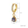 Fashion Jewelry Gold Plated Stainless Steel Zircon Hoop With Exquisite Colored Diamond Zircon Pendant Earrings Women