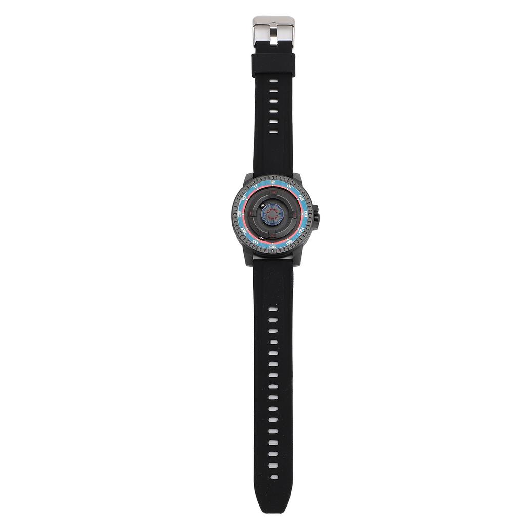 Magnetic Suspension Watch Unisex Cool Waterproof Quartz Wrist Watch for Couples with Black Shell Red Blue Circle