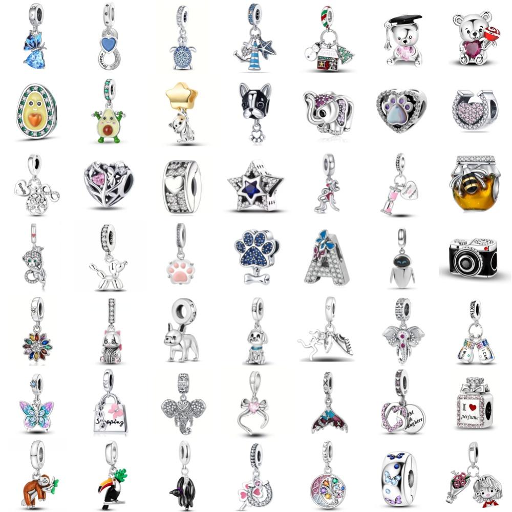 New Fish Bone Dog Claw Elephant Pendant Fit Accessories Decorative Bracelet Women's Jewelry Talisman 925 Silver