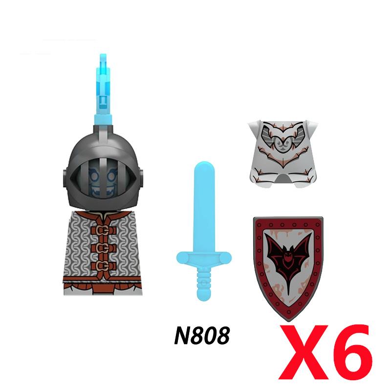 MOC Medieval Knight Castle Figures Building Blocks Weapon Wolf Swordsmen Guard Bow Arrow Shield Flags Warhorse Toys Gifts S002