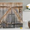 Farmhouse Door Decor Shower Curtain for Bathroom Western Country Theme Rustic Wooden Barn Door Vintage Rural Bath Curtains Set