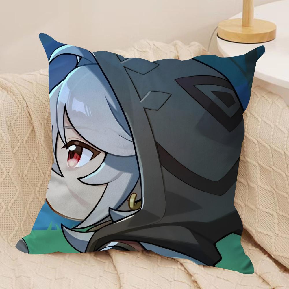 Razor Cute Cute Genshin Impact Cushion Cover Silky Short Plush Invisible Zipper Dustproof Sofa Pillow Case For Home Decor