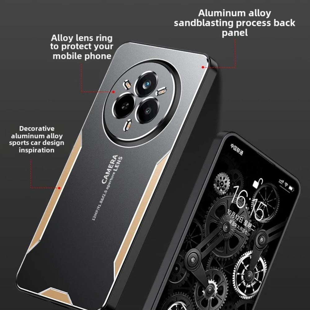 Роскошный металлический матовый задний чехол из алюминиевого сплава для OPPO Realme 14 13 12 Pro Plus, ощущение холодной кожи, ударопрочный защитный чехол для телефона