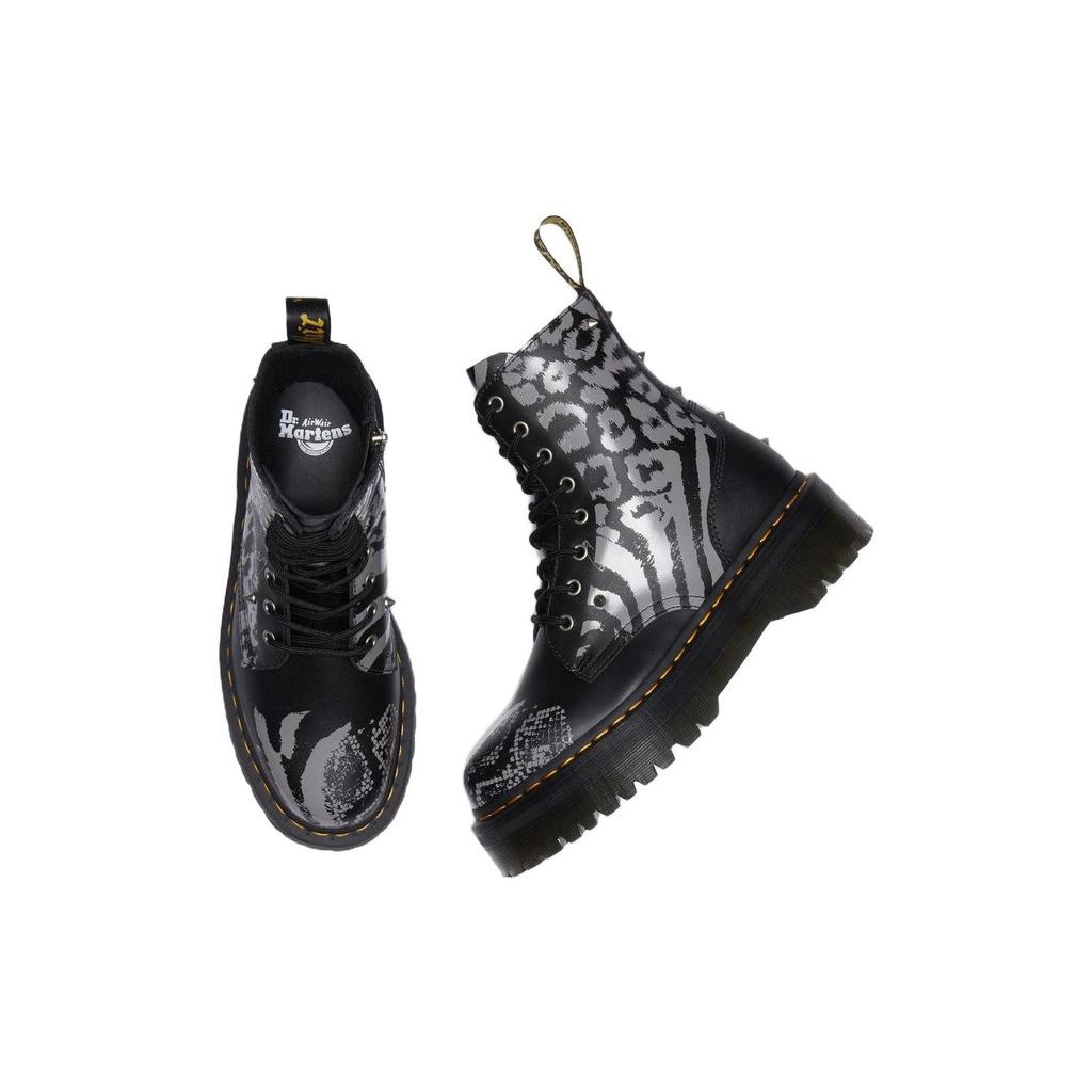 Dr. Martens Leather Fashion Printed Lace-Up Short Martin Boots Unisex Boots Black Gray 27669001