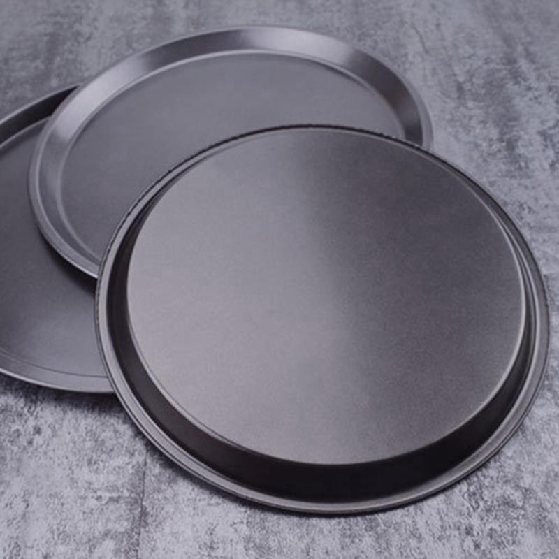 2024 New 9/10/11/12/14-Inch Non-Stick Pizza Pan Carbon Steel Pizza Oven Tray Shallow Round Pan Roasting Tin Baking Tool
