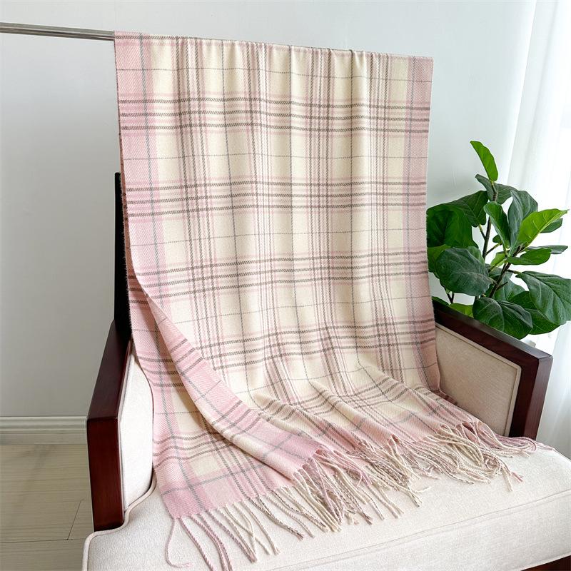 Корейский вариант клетчатого шарфа, зимний шарф для студентов мужского и женского пола, утолщенная теплая внешняя шаль с кисточками, корейский имитация кашемирового шарфа